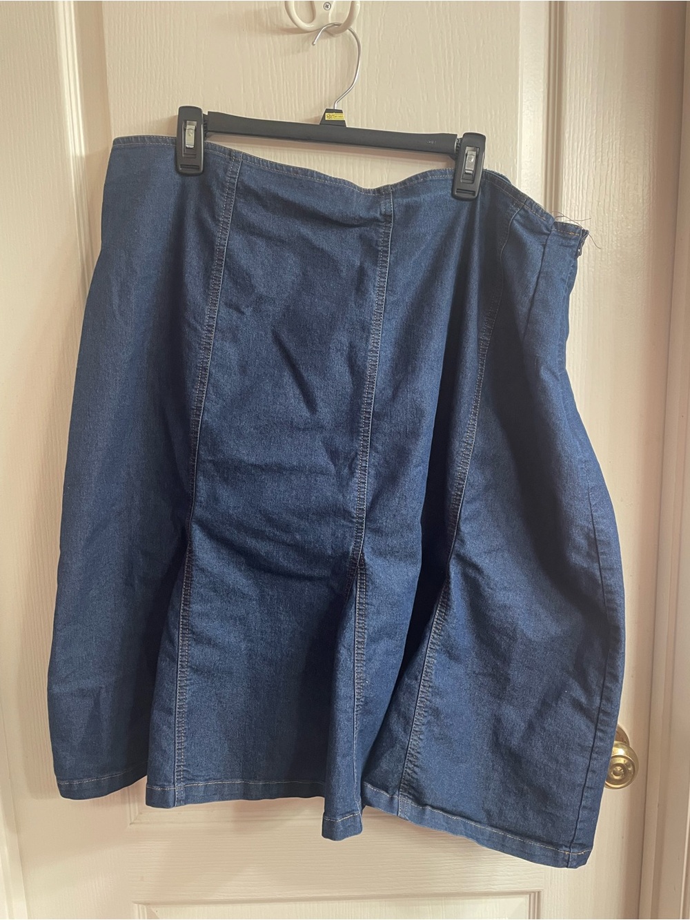 JL Studio Women Plus Size Denim Dark Wash Midi Skirt Everyday Casual Comfy